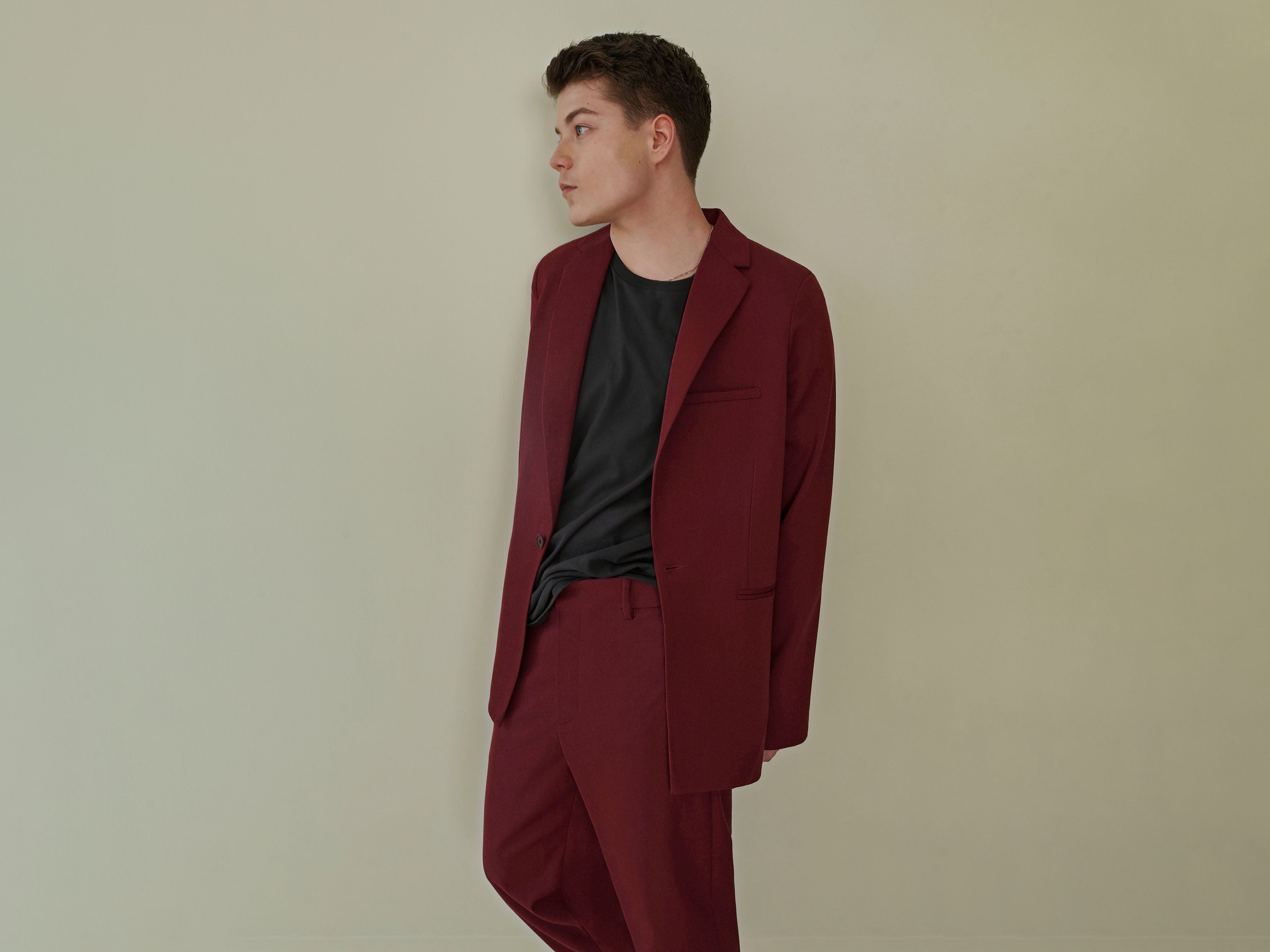 Maroon Stretch Eco Wool Single-Breasted Suit
