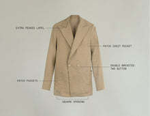 Load image into Gallery viewer, Khaki Hemp Linen Unlined Double Breasted Suit
